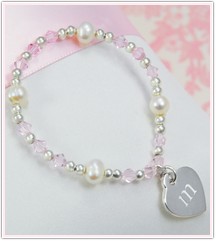 Little Girls Heart Charm Bracelet With Her Initial