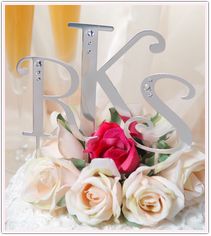 Rhinestone Monogram Wedding Cake Topper Heart and & sign