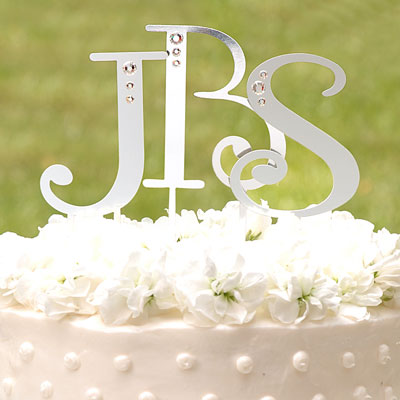 Monograms  Wedding Cakes on Rhinestone Monogram Wedding Cake Topper Heart And   Sign   Wedding