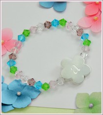Little Girls Flower Charm Bracelet With Her Initial