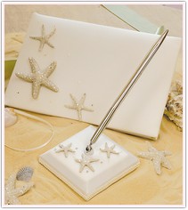 Beach Guest Book & Pen Set White or Ivory