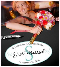Monogram Just Married Window Cling