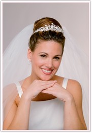 Pearl Tango Wedding Tiara Silver with White or Ivory