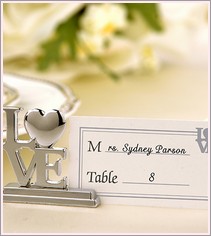 Silver Place Card Holders & Place Cards