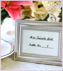 Silver Beaded Frame Place Card Holder