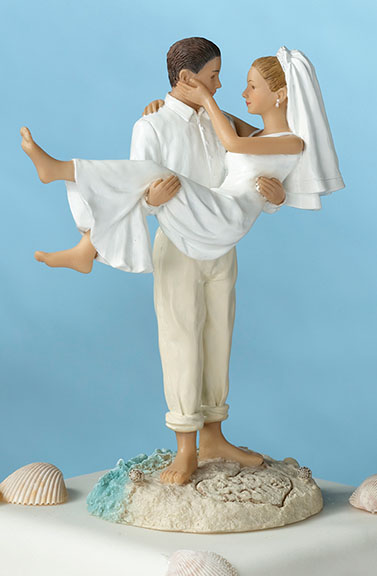 Beach Bride & Groom Wedding Cake Topper - Click Image to Close