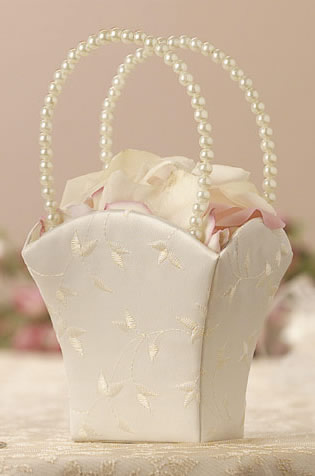 Elegance Collection Flower Girl Basket White or Ivory - Click Image to Close