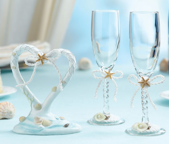 Coastal Mist Collection Toasting Glasses - Click Image to Close
