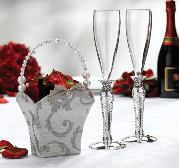 Silver Renaissance Collection Toasting Flutes - Click Image to Close