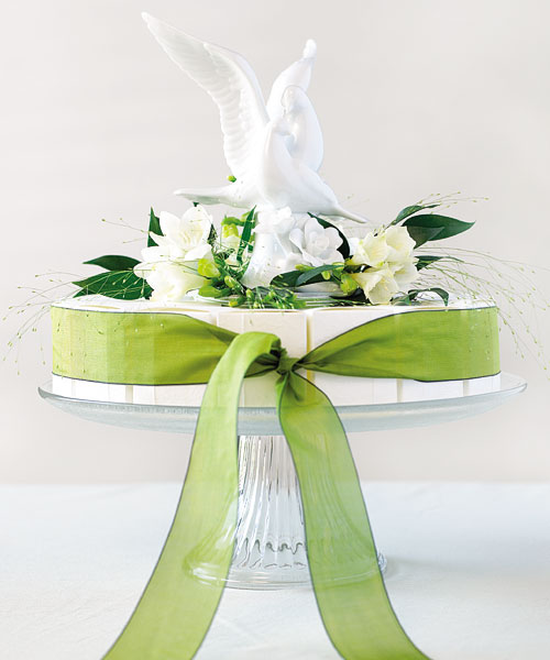 Glazed Porcelain Doves & Flowers Cake Top - Click Image to Close