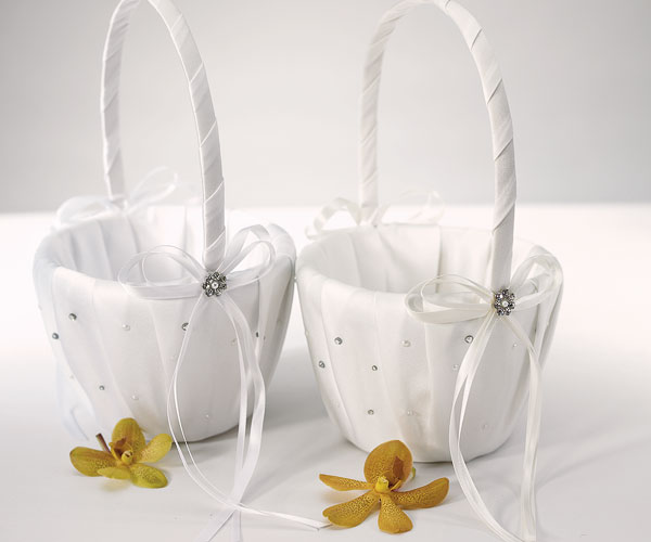Pearls & Crystals Flower Girl Basket - Click Image to Close