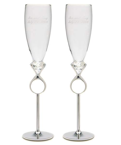 Diamond Ring Champagne Flutes - Click Image to Close