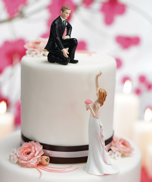 Reaching Bride and Helpful Groom Cake Topper - Click Image to Close