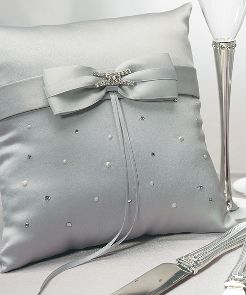 Platinum Wedding Collection Ring Pillow - Click Image to Close