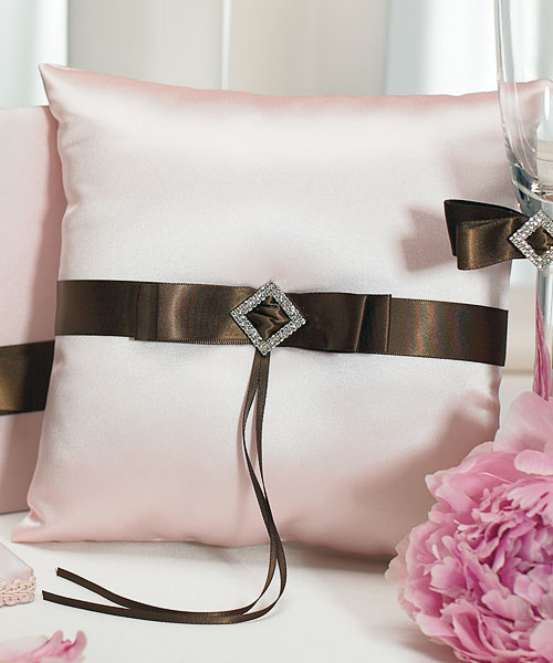 Chocolate & Strawberry Cream Square Ring Pillow - Click Image to Close
