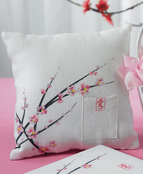 Cherry Blossom Collection Square Ring Pillow - Click Image to Close