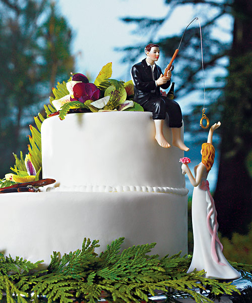 Fishing Groom Beautiful Catch Bride Wedding Cake Topper - Click Image to Close