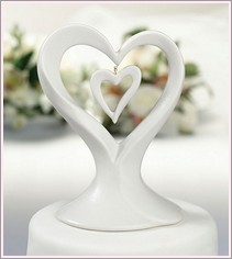 Double Heart Porcelain Cake Top