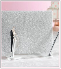 Caucasian or African American Guest Book Holder & Silver Pen