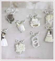 Set of 8 Silver Wedding Wine Charms
