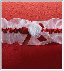 Bold Color Collection Passion Red & White Garter