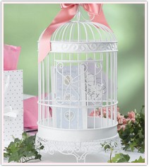 Elegant White Birdcage Gift Card Holder