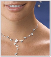 Flowers & Rhinestones Necklace & Earrings