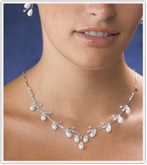 Pearl Drop Rhinestone Bridal Necklace & Earrings