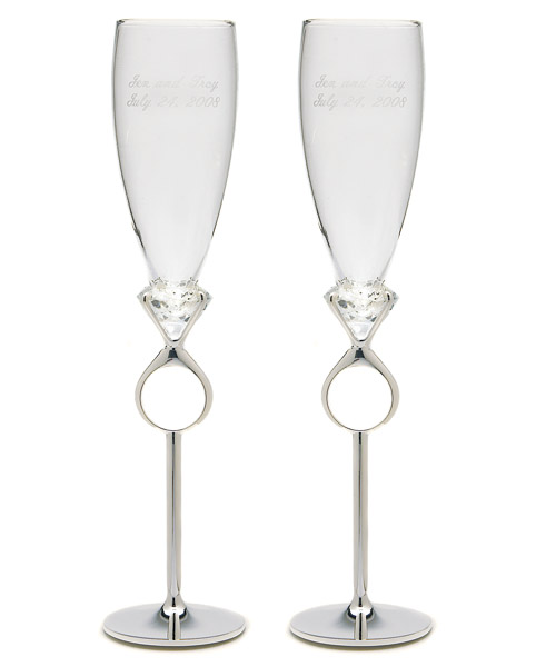 Diamond Ring Champagne Flutes