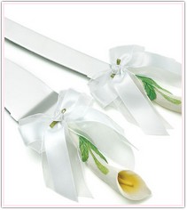 Hand Painted Calla Lily Wedding Cake Server Set