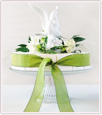 Glazed Porcelain Doves & Flowers Cake Top