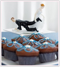 Bride Dragging Groom Wedding Cake Topper