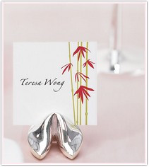 Silver Fortune Cookie Place Card Holders