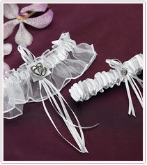 Double Heart Garter Set White or Ivory