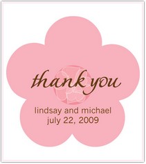 Pink Flower Favor Stickers